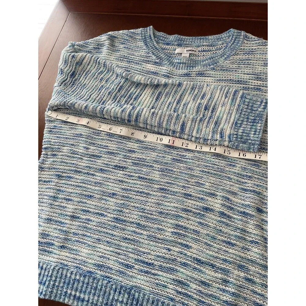 Sonoma Size Large White Blue White Aqua Sweater Knit